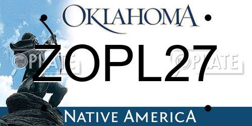 ZOPL27 Oklahoma License Plate