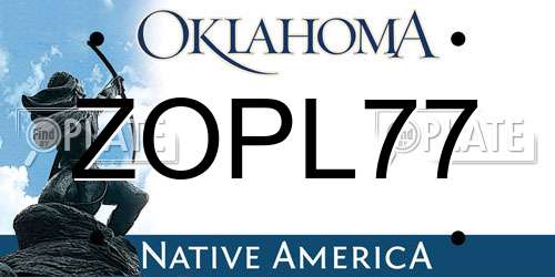 ZOPL77 Oklahoma License Plate