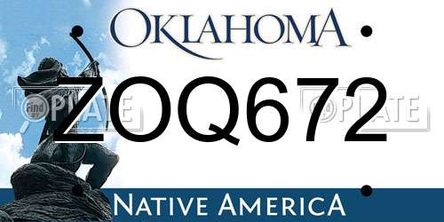 ZOQ672 Oklahoma License Plate