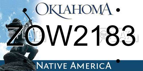 ZOW2183 Oklahoma License Plate