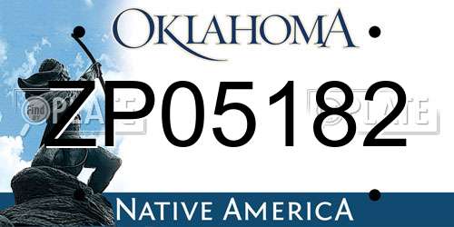ZP05182 Oklahoma License Plate