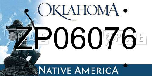 ZP06076 Oklahoma License Plate
