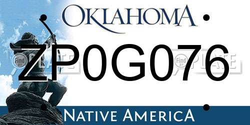 ZP0G076 Oklahoma License Plate