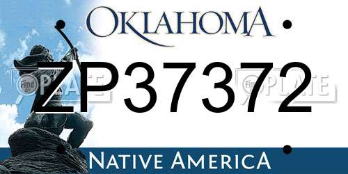 ZP37372 Oklahoma License Plate