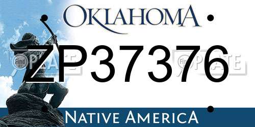 ZP37376 Oklahoma License Plate