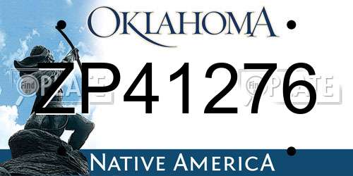 ZP41276 Oklahoma License Plate