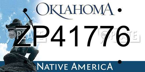 ZP41776 Oklahoma License Plate