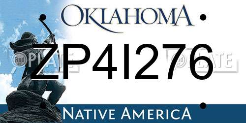 ZP4I276 Oklahoma License Plate