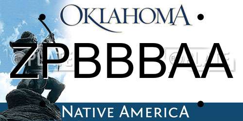 ZPBBBAA Oklahoma License Plate