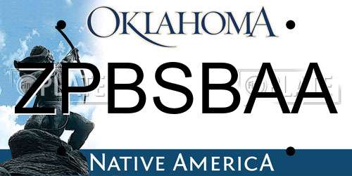ZPBSBAA Oklahoma License Plate