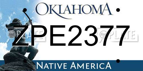 ZPE2377 Oklahoma License Plate