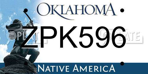 ZPK596 Oklahoma License Plate