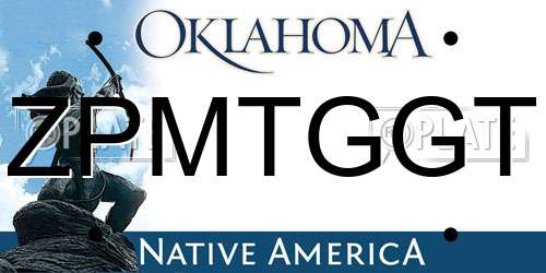 ZPMTGGT Oklahoma License Plate
