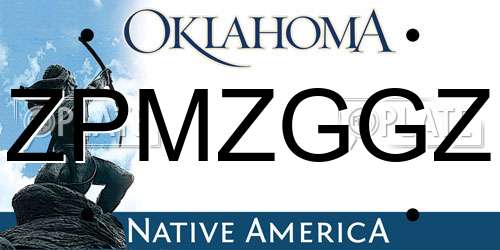 ZPMZGGZ Oklahoma License Plate
