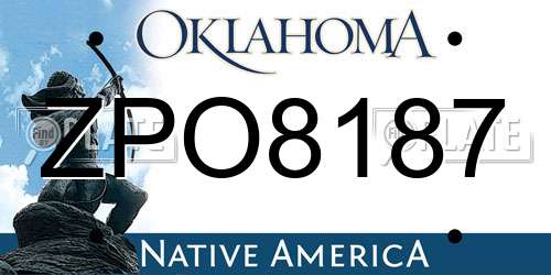 ZPO8187 Oklahoma License Plate