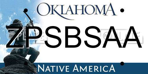 ZPSBSAA Oklahoma License Plate