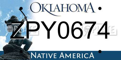ZPY0674 Oklahoma License Plate