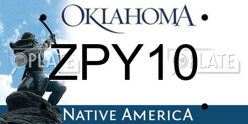 ZPY10 Oklahoma License Plate