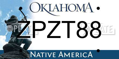 ZPZT88 Oklahoma License Plate