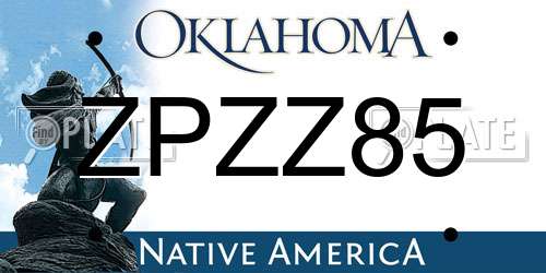 ZPZZ85 Oklahoma License Plate
