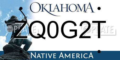 ZQ0G2T Oklahoma License Plate