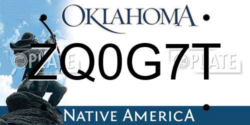 ZQ0G7T Oklahoma License Plate