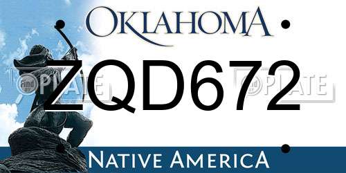 ZQD672 Oklahoma License Plate