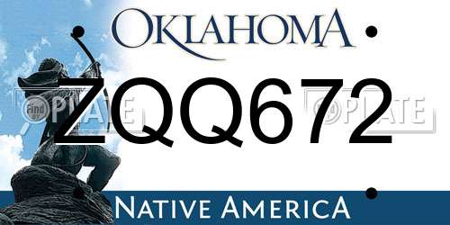 ZQQ672 Oklahoma License Plate