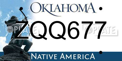 ZQQ677 Oklahoma License Plate