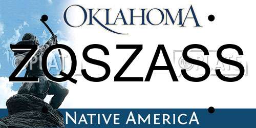 ZQSZASS Oklahoma License Plate