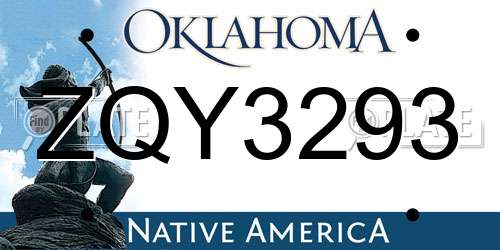 ZQY3293 Oklahoma License Plate