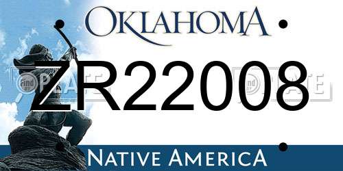 ZR22008 Oklahoma License Plate