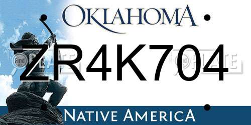 ZR4K704 Oklahoma License Plate
