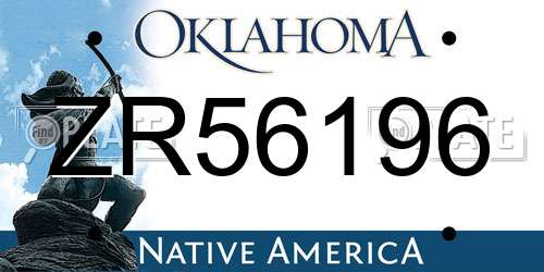 ZR56196 Oklahoma License Plate
