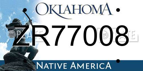 ZR77008 Oklahoma License Plate