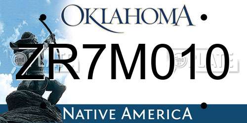 ZR7M010 Oklahoma License Plate