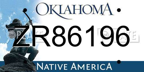 ZR86196 Oklahoma License Plate