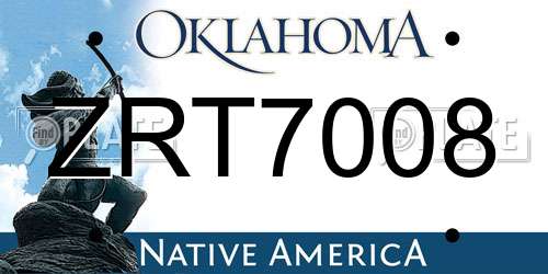 ZRT7008 Oklahoma License Plate