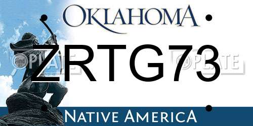 ZRTG73 Oklahoma License Plate