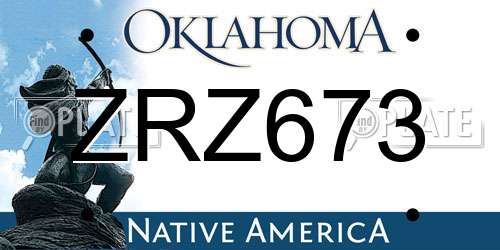 ZRZ673 Oklahoma License Plate