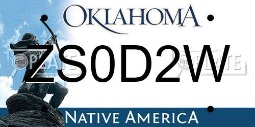 ZS0D2W Oklahoma License Plate