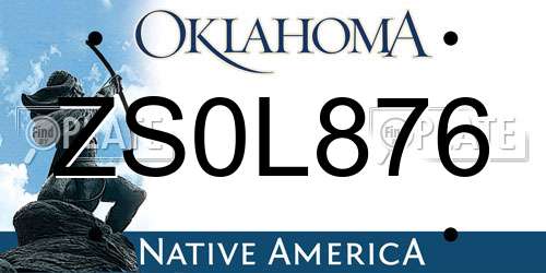 ZS0L876 Oklahoma License Plate