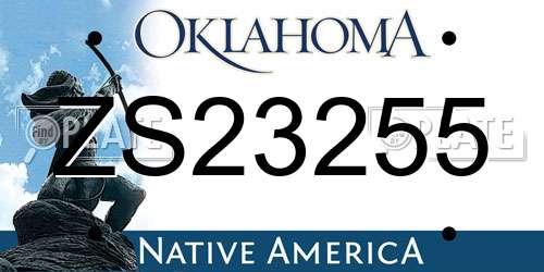 ZS23255 Oklahoma License Plate