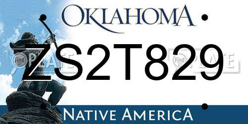 ZS2T829 Oklahoma License Plate