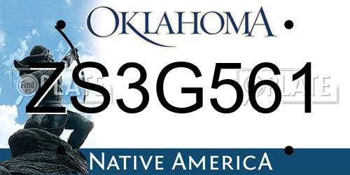 ZS3G561 Oklahoma License Plate
