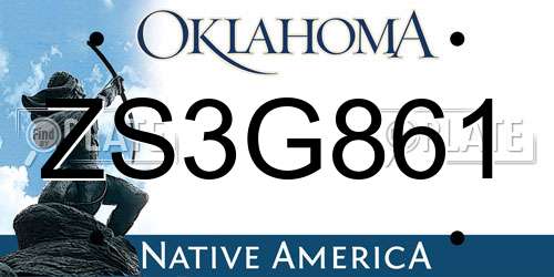 ZS3G861 Oklahoma License Plate