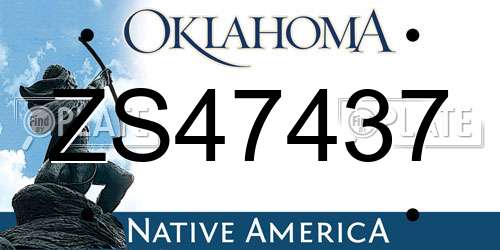 ZS47437 Oklahoma License Plate