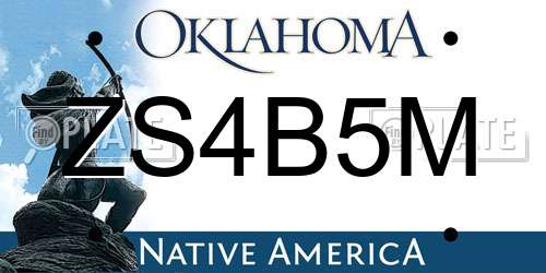 ZS4B5M Oklahoma License Plate