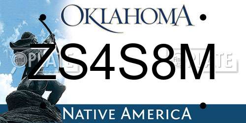 ZS4S8M Oklahoma License Plate