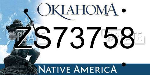ZS73758 Oklahoma License Plate